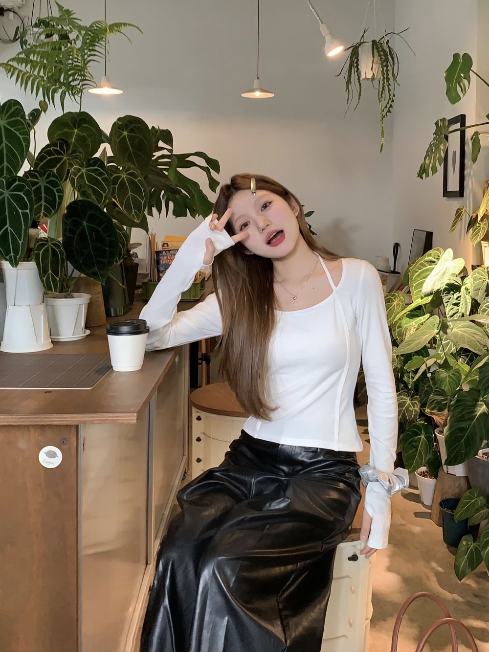實拍三標齊小眾設計磨毛掛脖顯瘦純色內搭打底上衣