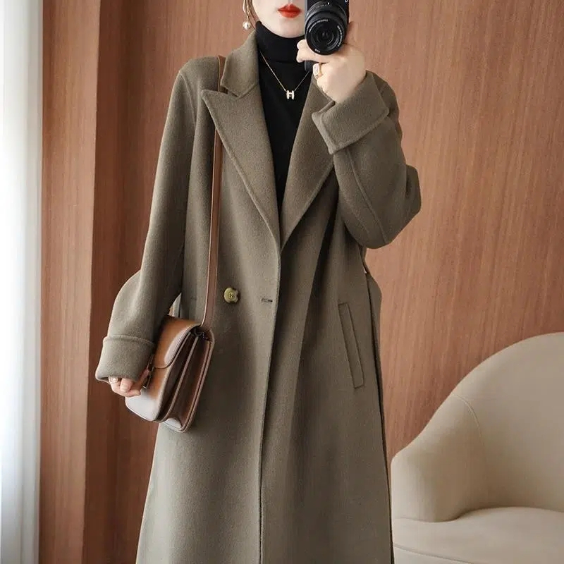 Woolen coat women's temperament mid-length 2023 autumn and winter new high-end thickened coat coat for women