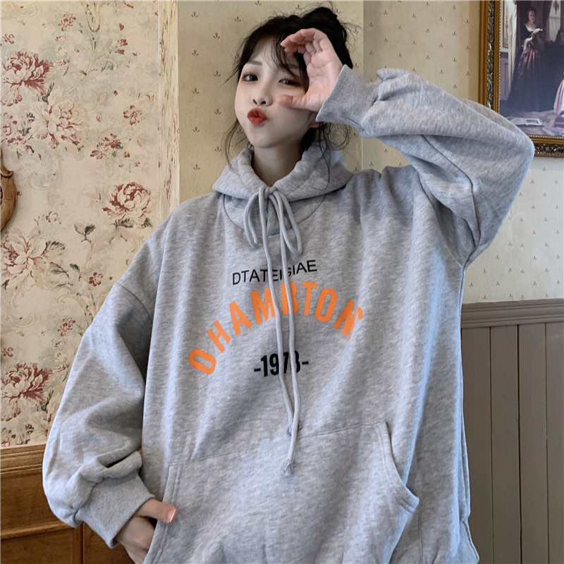 情侶連帽衛衣女2023新款寬鬆韓版秋冬加絨加厚外套薄款上衣潮ins