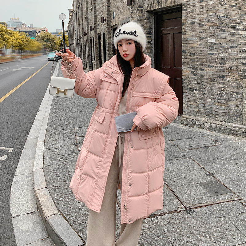Actual shot of 2023 new mid-length navy collar cotton coat, sweet style girl's down cotton coat, winter coat for women