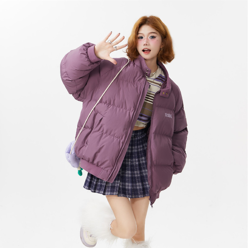 Actual shot #2023 Stand collar warm short thickened loose cotton jacket for women winter Korean style student bread jacket trendy