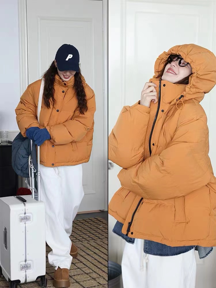 2023 winter new style hooded design fashionable down cotton coat loose removable hood college style cotton coat jacket