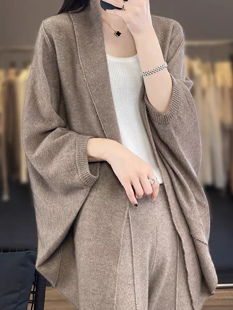 2023新款春秋冬高端羊絨披肩女針織斗篷旗袍毛衣外搭開衫外套上衣