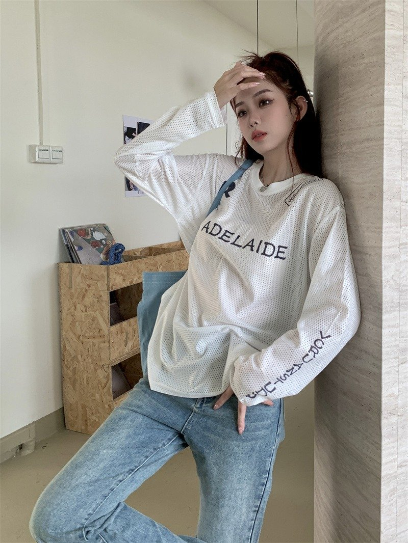 原版布 料防曬t恤女韓版新款字母印花寬鬆百搭顯瘦上衣女
