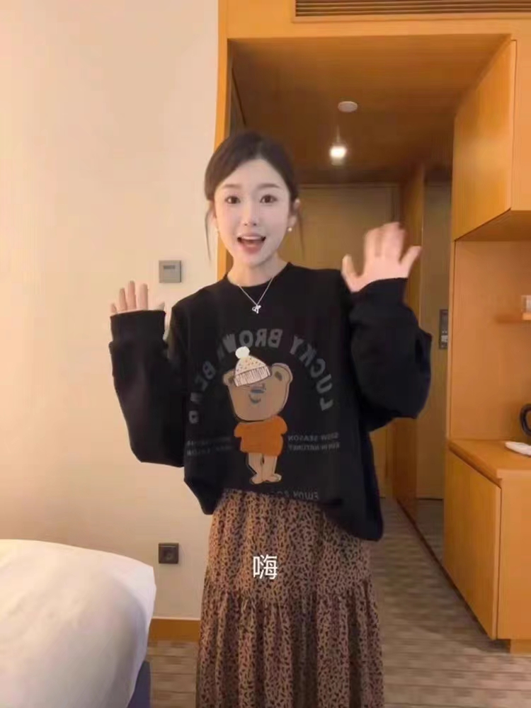 薄款華棉牛奶絲 加絨華棉銀狐絨 圓領印花衛衣女情侶質量