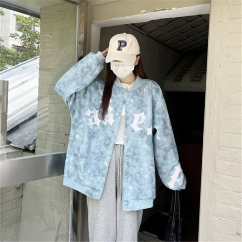  American Retro Embroidered Letter Jacket Trendy Brand Ins Street Loose Street Style Baseball Uniform for Women