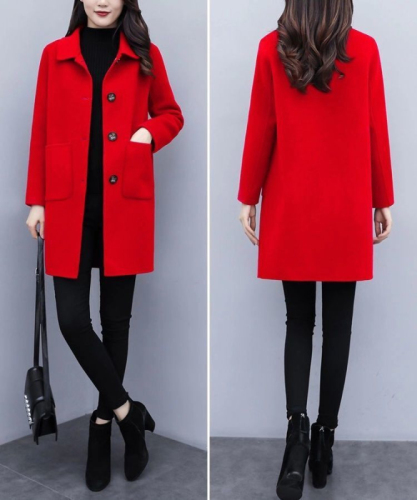 Woolen coat women's mid-length 2023 autumn and winter new Korean style loose large size women's slimming and age-reducing woolen coat