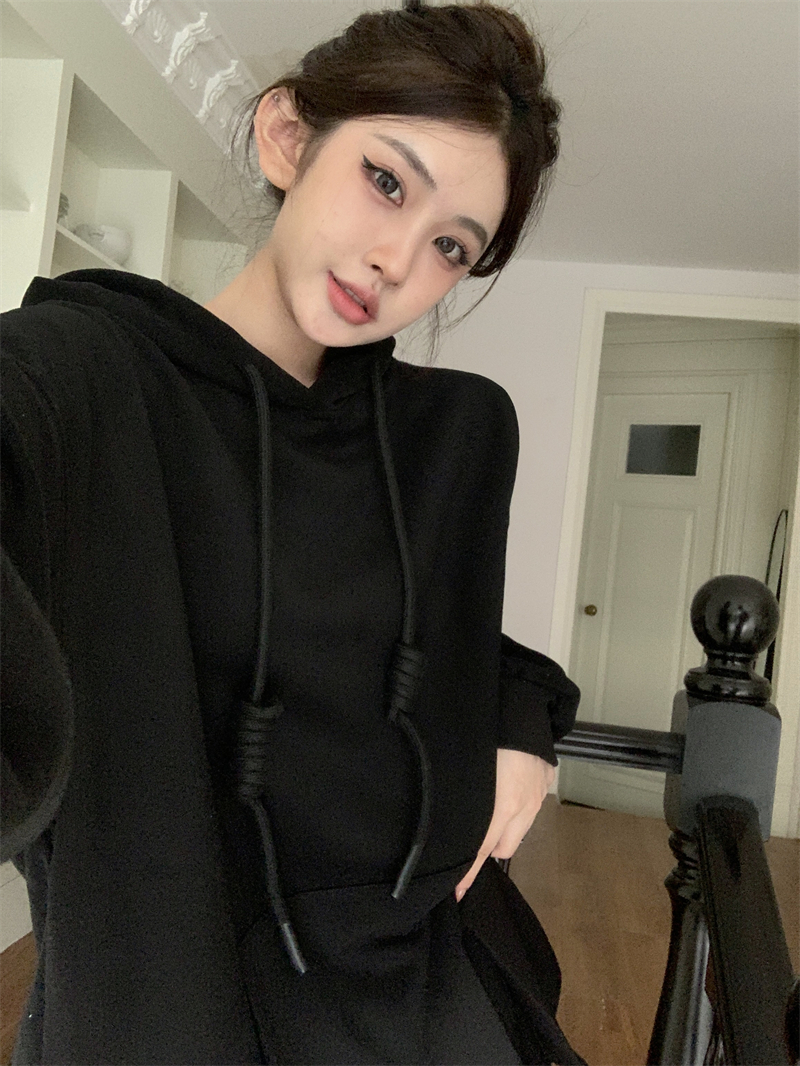 實拍  美式復古簡約設計連帽加厚寬鬆衛衣