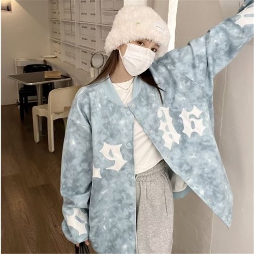  American Retro Embroidered Letter Jacket Trendy Brand Ins Street Loose Street Style Baseball Uniform for Women