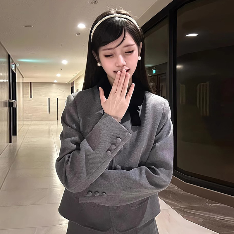 西裝毛呢連衣裙子女秋冬季冷淡系高級感早秋裝茶系穿搭配一整套裝
