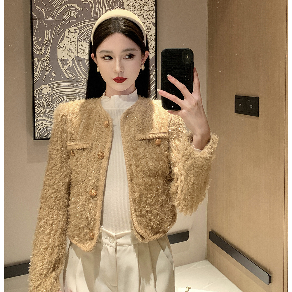 實拍 女裝秋冬小香風單排扣小香風長袖百搭外套