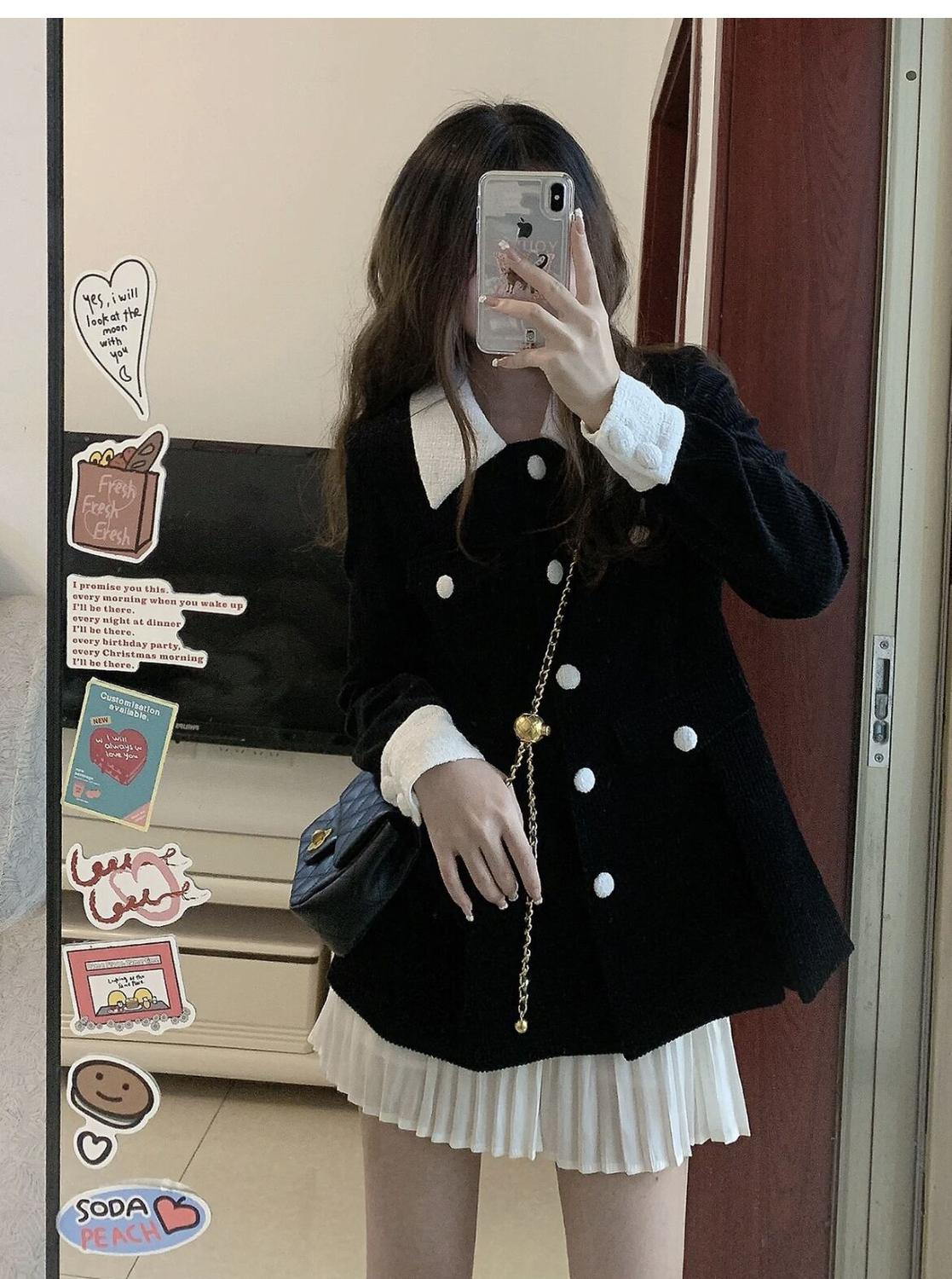 小洋裝西裝外套兩件套裝一整套秋小個子法式桔梗奶系穿搭連衣裙子