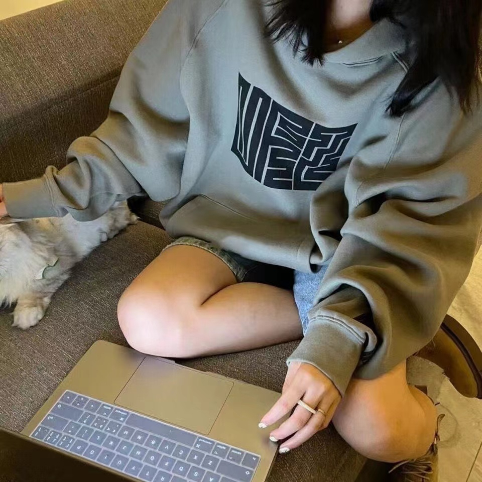 復古官印連帽衛衣女春秋薄款韓版時尚炸街寬鬆oversize外套#2063