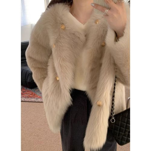 Environmentally friendly imitation fur coat for women in autumn and winter loose thickened plush toka short fur one-piece small fragrance top