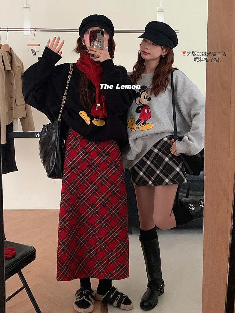 THE LEMON檸檬綠茶減齡卡通寬鬆圓領衛衣女秋冬新款薄絨套頭上衣