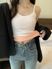 Actual shot of winter Korean style inner sling for women, plus velvet, thickening, warm base, sleeveless base