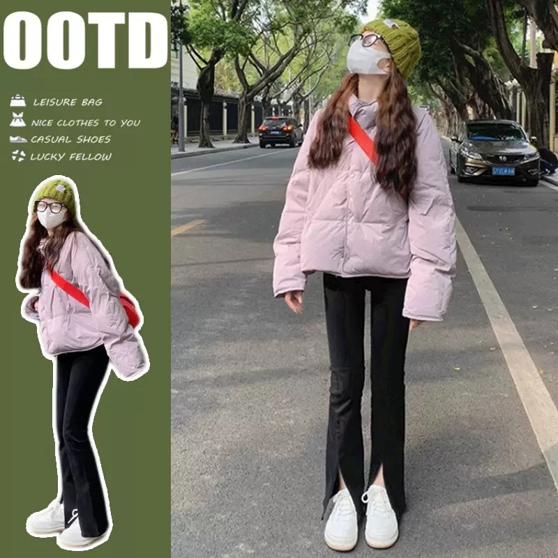 Down jacket girls winter clothes 2023 new junior high school and high school students short cotton jacket warm cotton coat thickened jacket
