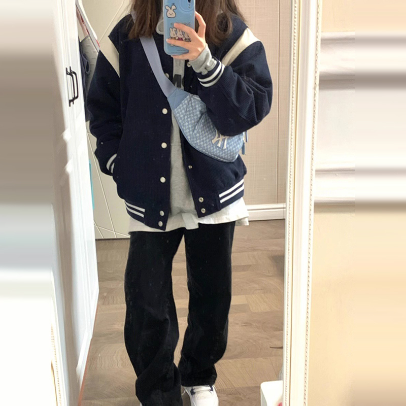 Korean high-end baseball uniform jacket for women autumn and winter 2023 new small design niche jacket top