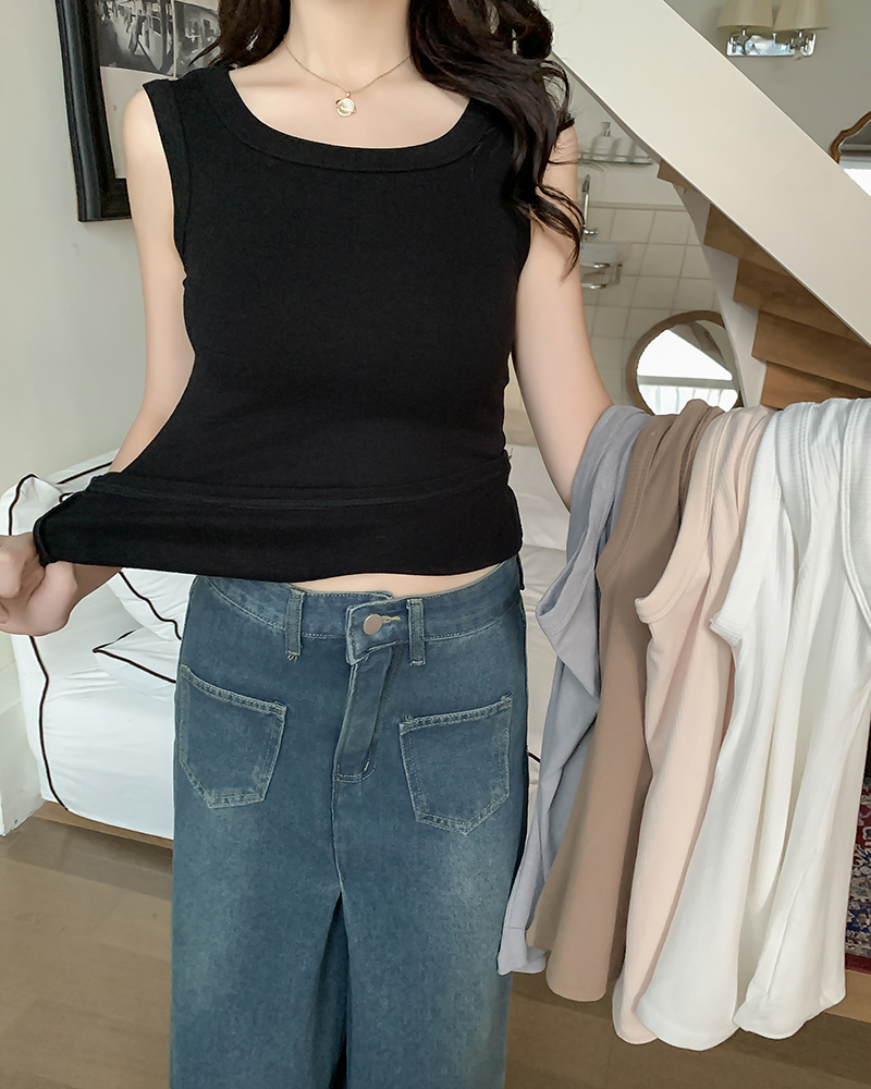 實拍 加絨保暖背心女冬季純色加厚修身百搭打底上衣潮