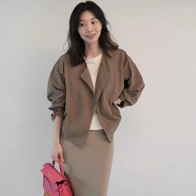 2023 Korean spring and summer new style loose large size round neck sun protection top air conditioning cardigan thin short jacket for women