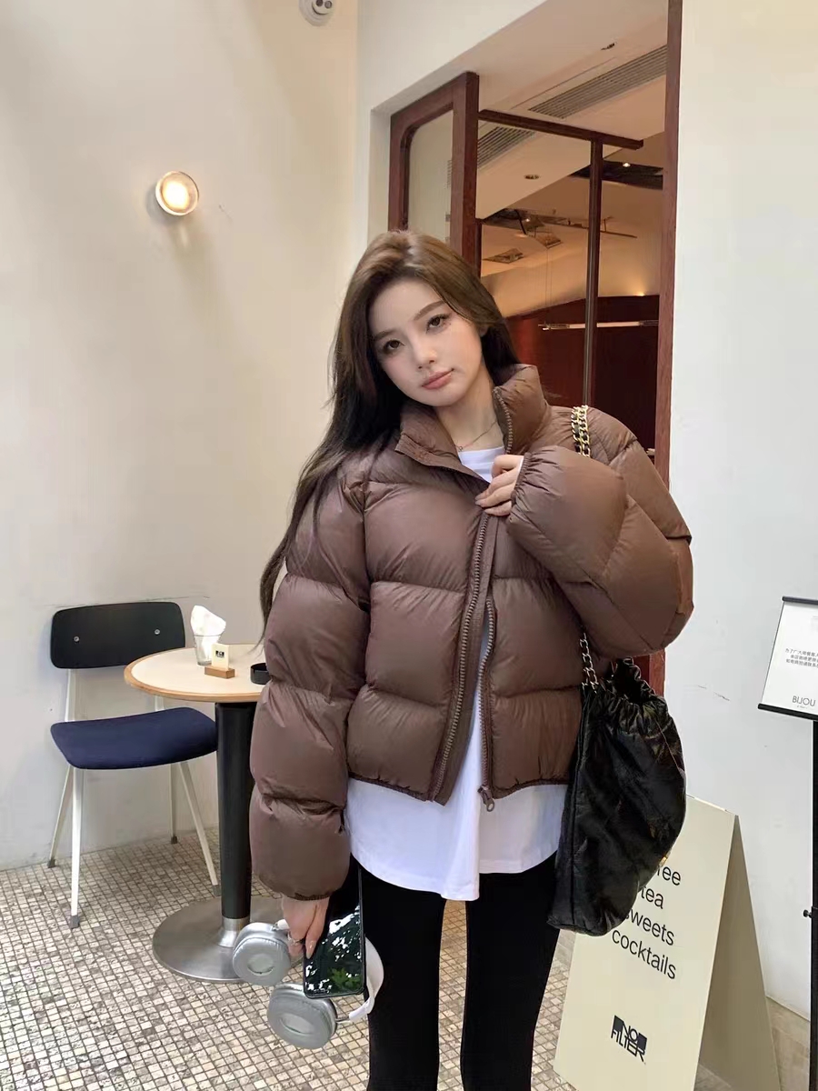 White Duck Down Official Photo Brown Short Down Jacket Women's Autumn and Winter Kendou Style Niche Unique and Chic Bread Jacket