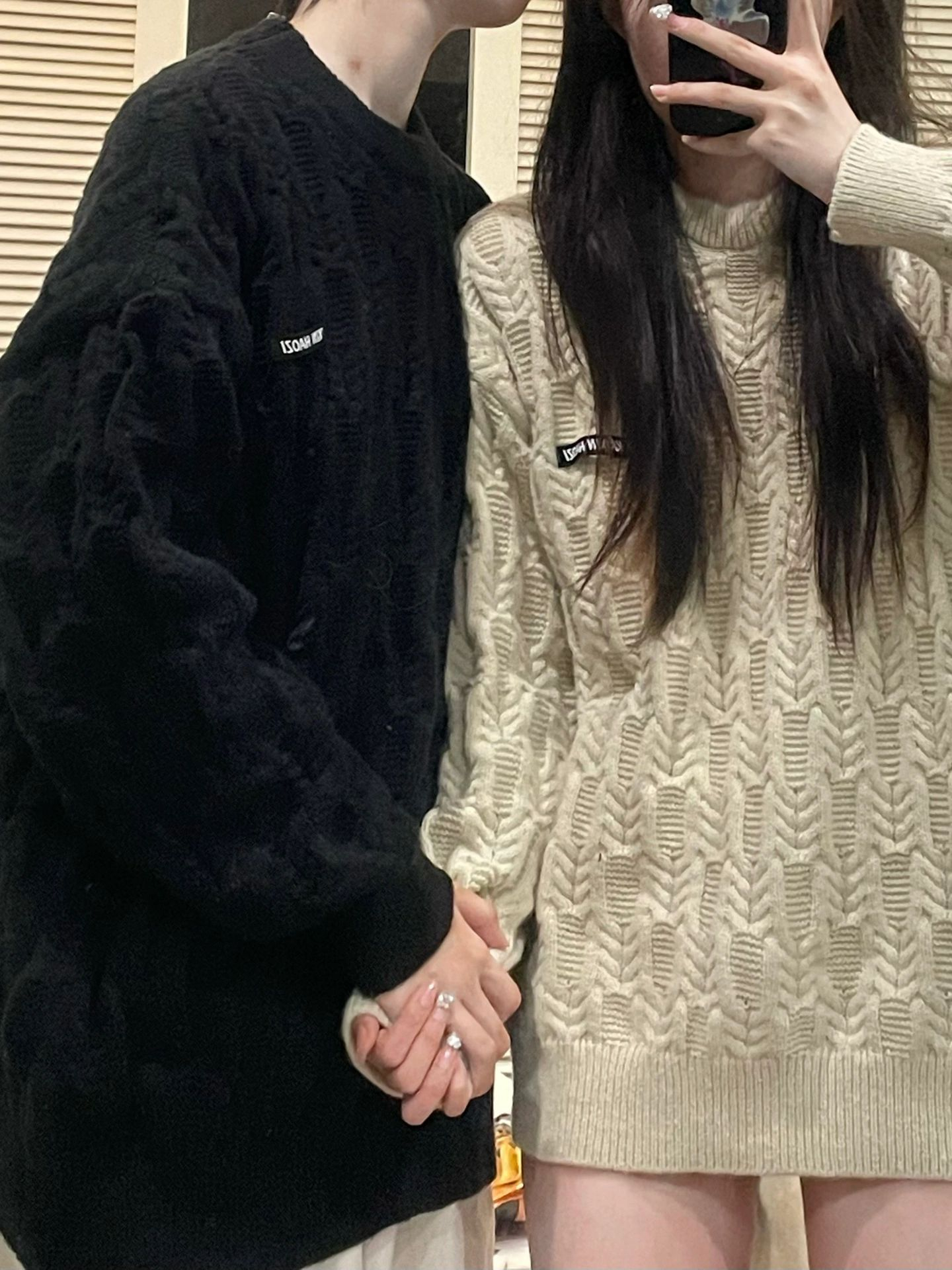 秋冬麻花圓領毛衣女秋冬2023新款中長款毛衣慵懶風寬鬆上衣潮