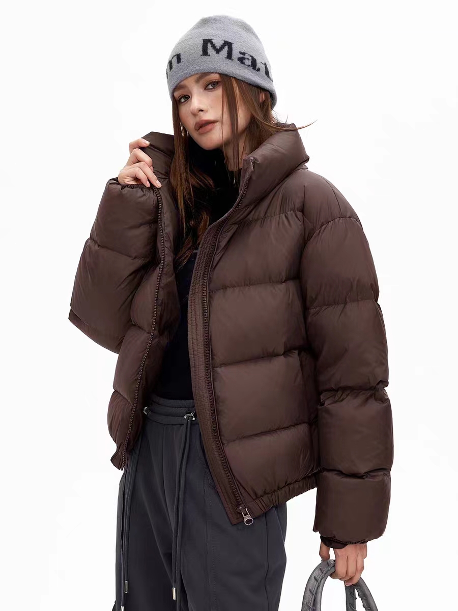 White Duck Down Official Photo Brown Short Down Jacket Women's Autumn and Winter Kendou Style Niche Unique and Chic Bread Jacket