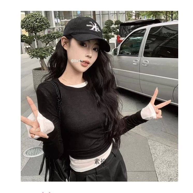 加絨加厚1*1 德絨打底衫女秋季辣妹純欲高腰短款內搭上衣潮