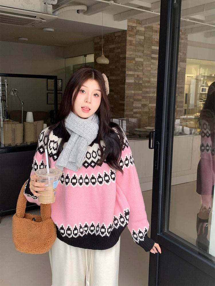 實拍 元氣少女韓chic秋冬聖誕款保暖毛衣