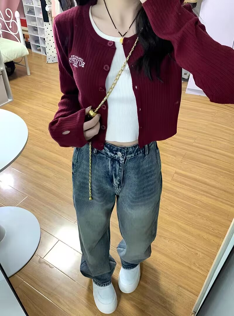 十個色韓版針織開衫女秋冬新款黑色外搭小個子百搭短款上衣外套