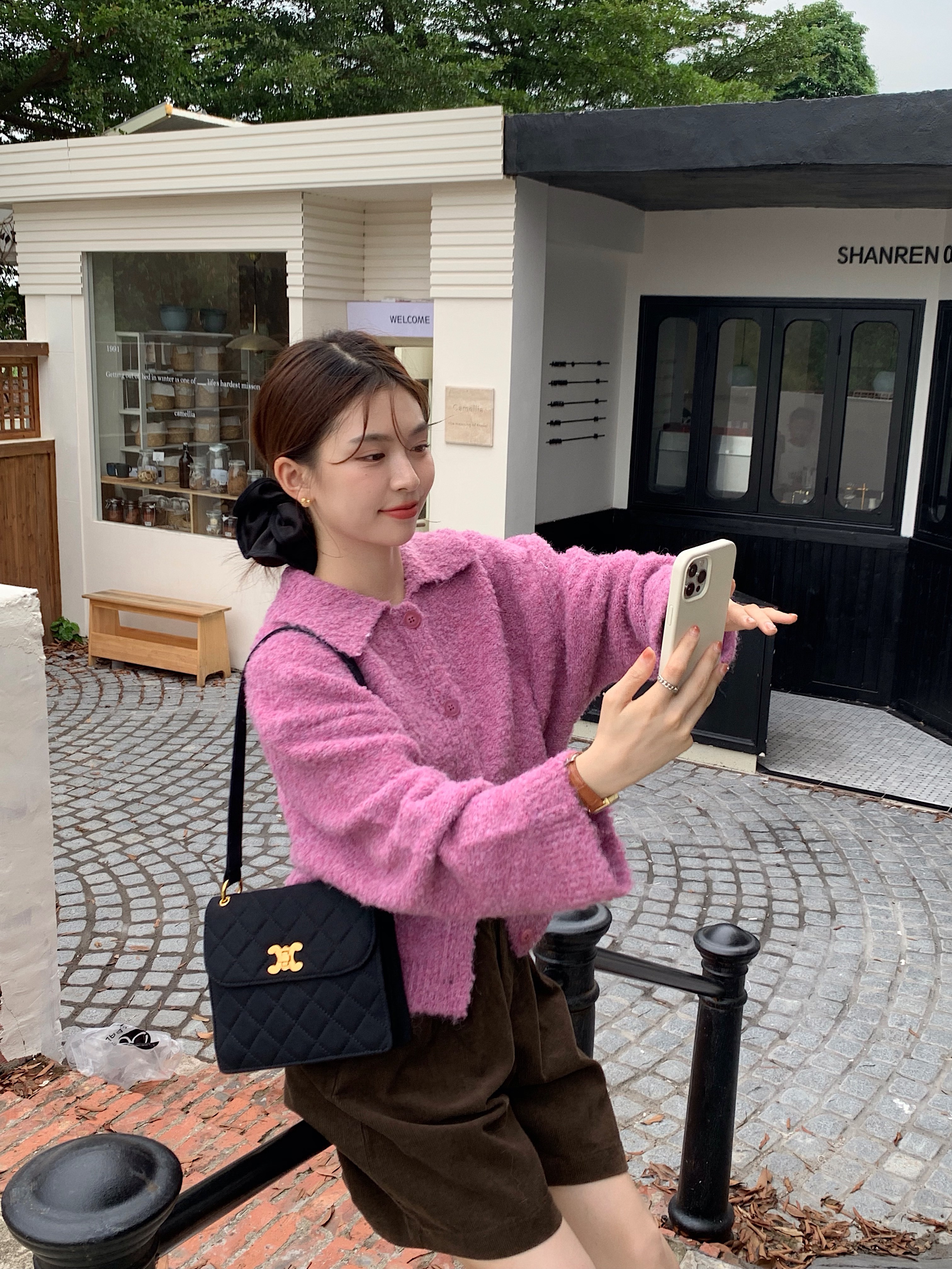 實拍  韓國原單絨絨厚實小翻領毛衣外套
