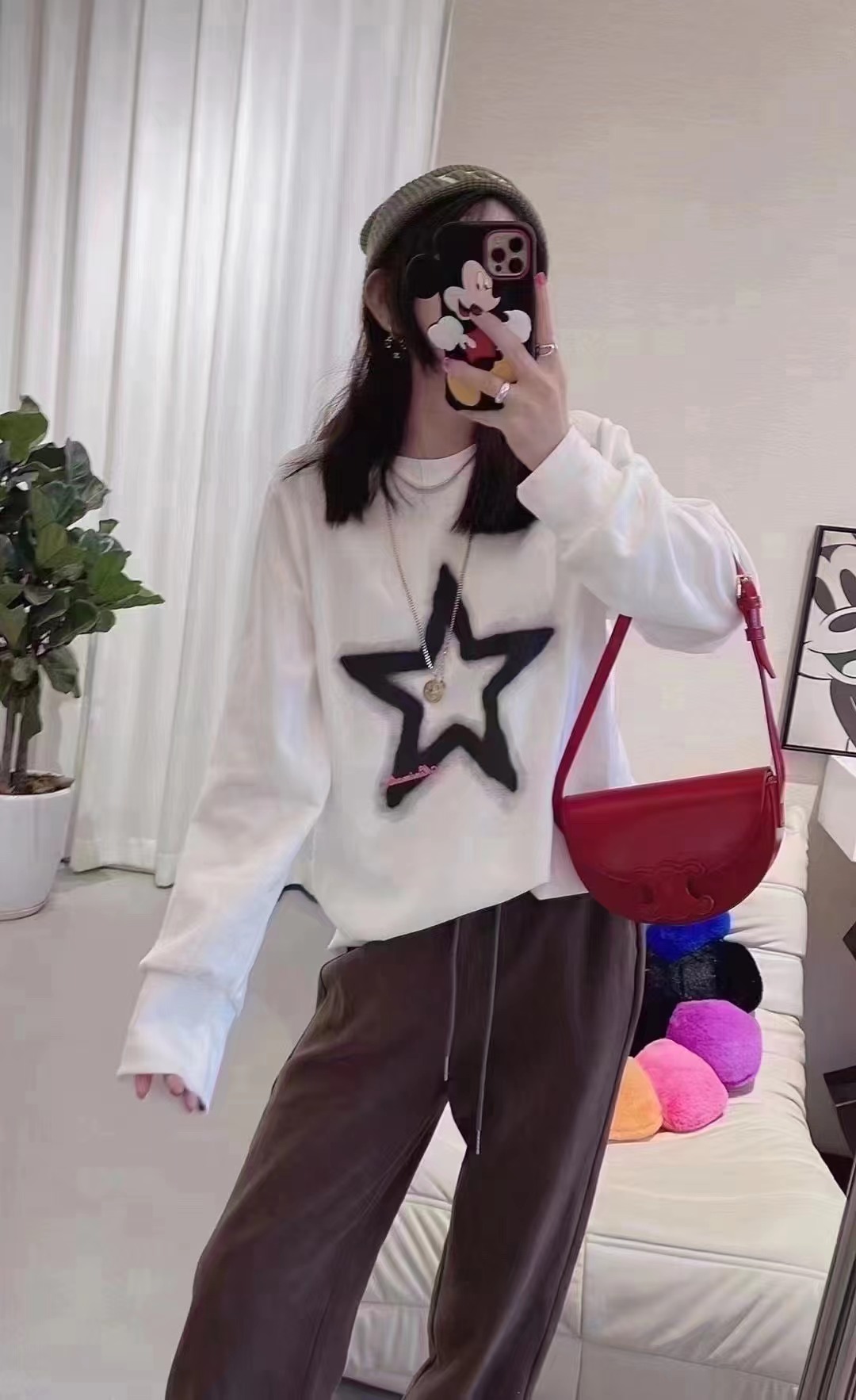 圓領無帽薄款衛衣女春秋2023新款美式港風chic加絨加厚慵懶風上衣
