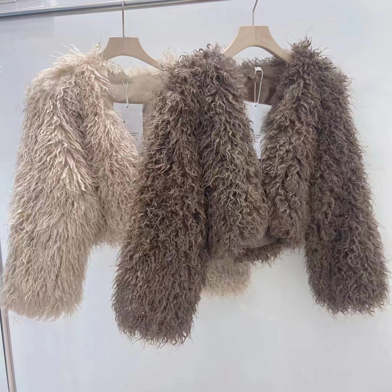 2023 new autumn Korean style fashionable tassel splicing soft and waxy foreign style versatile niche furry short coat for women