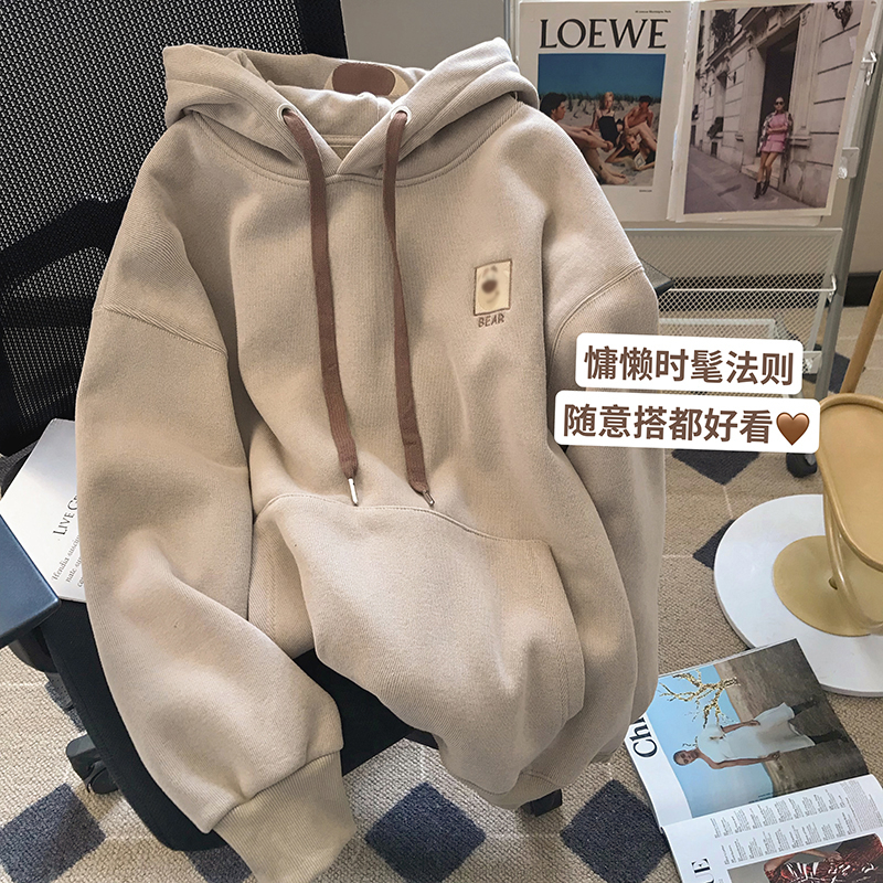 官圖~華棉複合超柔 後領包邊連帽衛衣女秋冬新款加絨上衣