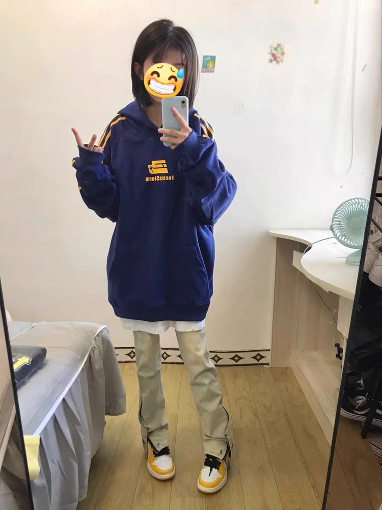 華棉複合超柔420克美式復古hiphop三條槓衛衣女春秋小眾新款