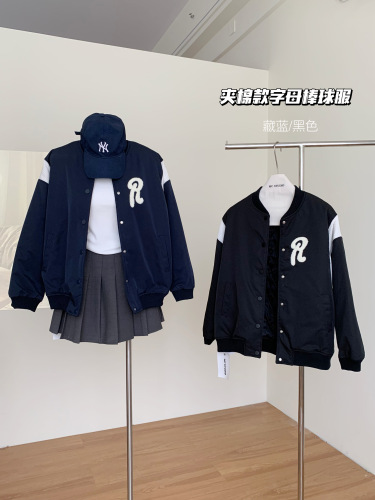 Real shot of  autumn and winter new loose quilted age-reducing small casual versatile baseball uniform jacket for women