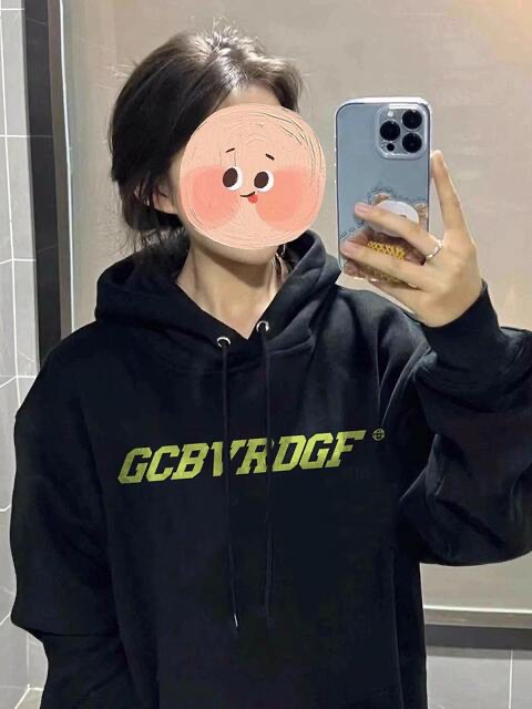 美式高級感寬鬆衛衣女字母印花oversize上衣 華棉複合牛奶絲
