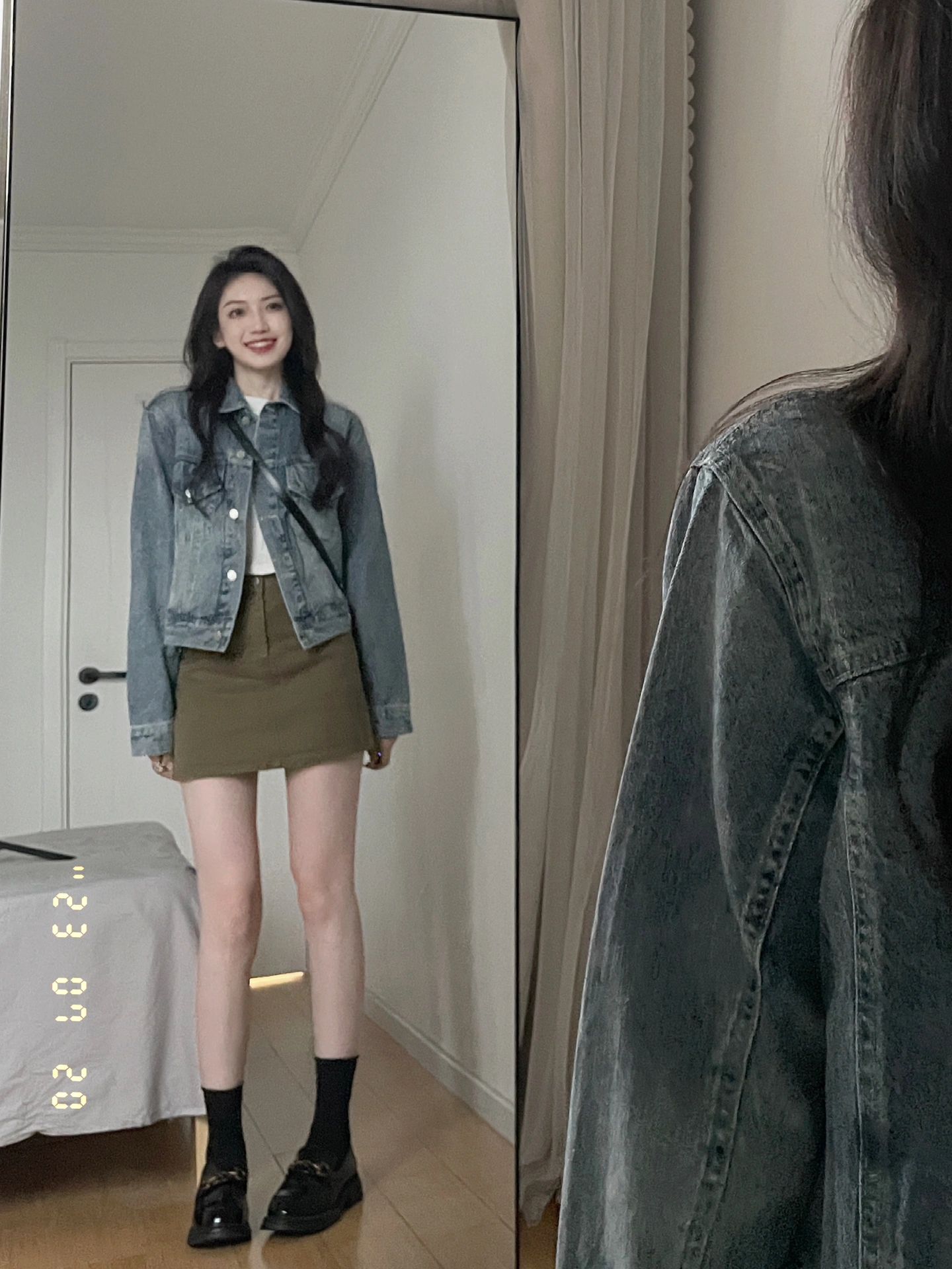 美式牛仔外套女春秋季2023新款港味復古chic休閒百搭短款夾克上衣