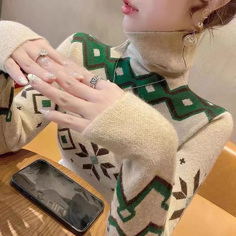秋冬新款高領打底衫2023新款時髦時尚洋氣女士毛衣針織衫內搭上衣
