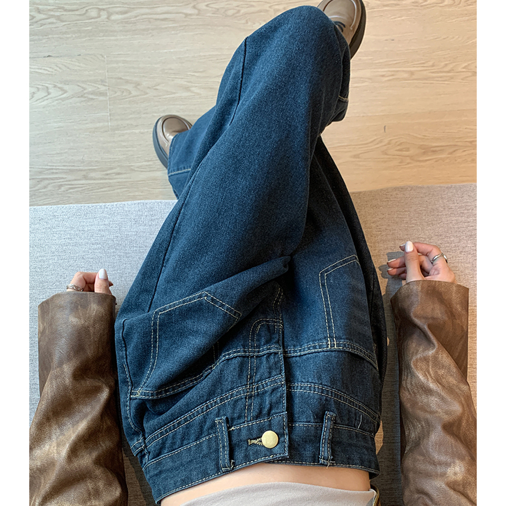 實拍大碼女裝新款胖MM梨形身材微喇褲遮胯顯瘦寬鬆高腰闊腿牛仔褲