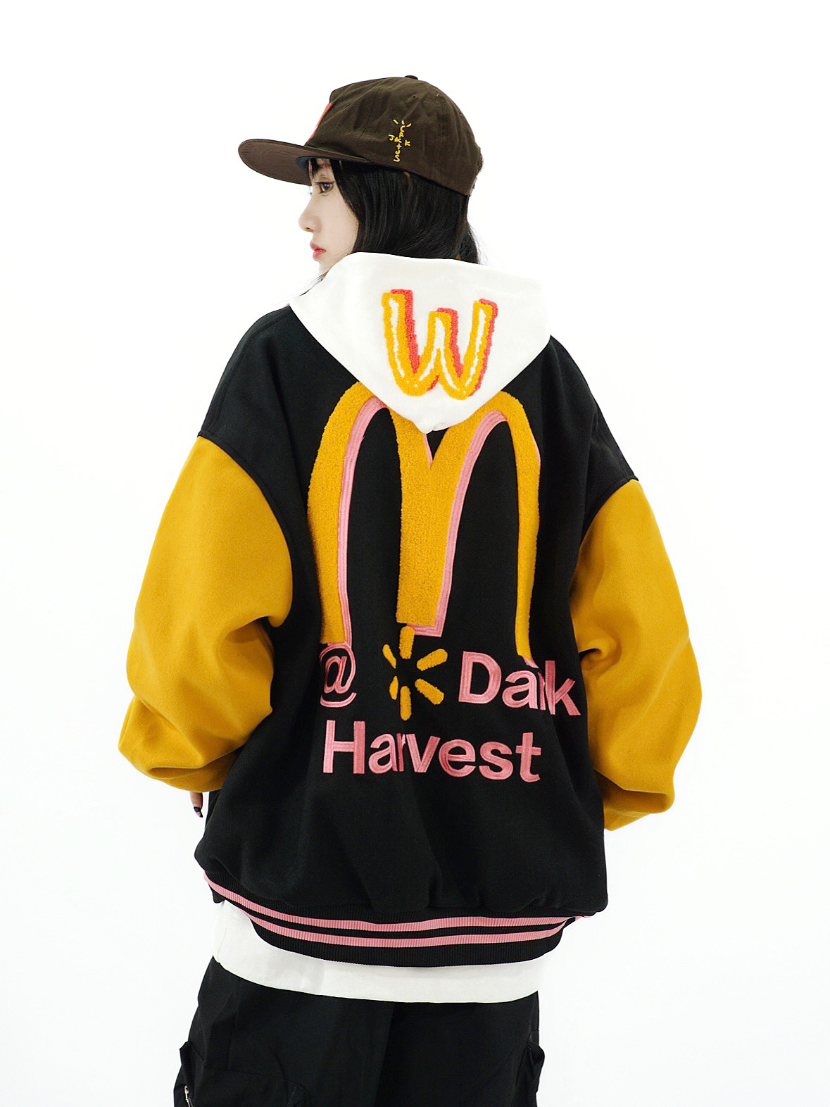 Chinese cotton composite super soft 400g American retro Maimen baseball uniform women's jacket loose embroidered letter jacket