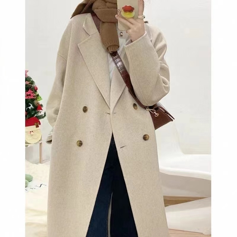 Xiaoxiangfeng autumn and winter thickened woolen coat women's mid-length autumn and winter new style foreign lady small woolen coat