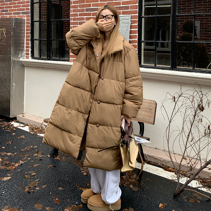Real shot!  Women's winter thickened mid-length over-the-knee cotton coat, loose cotton jacket, bread coat ins
