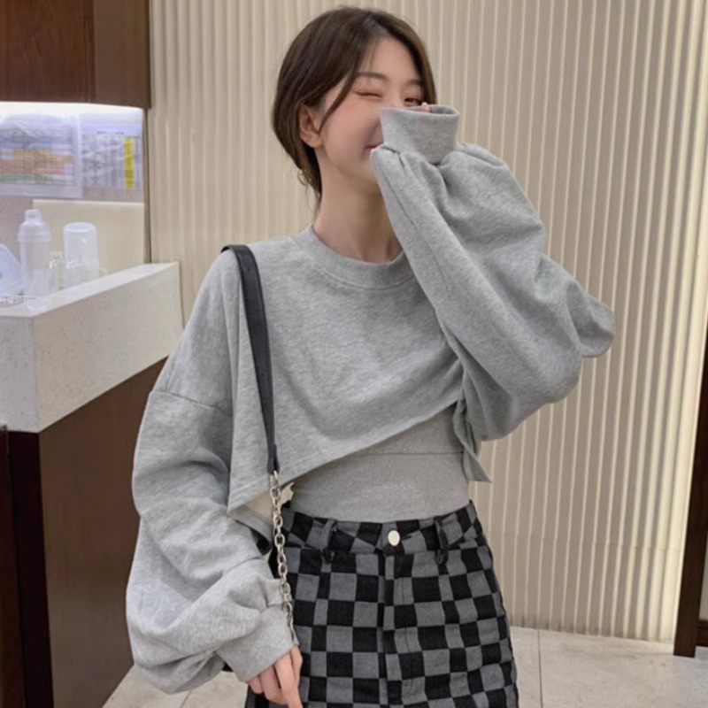設計感兩件套短款衛衣女秋冬2023年新款韓版ins潮小個子外套上衣
