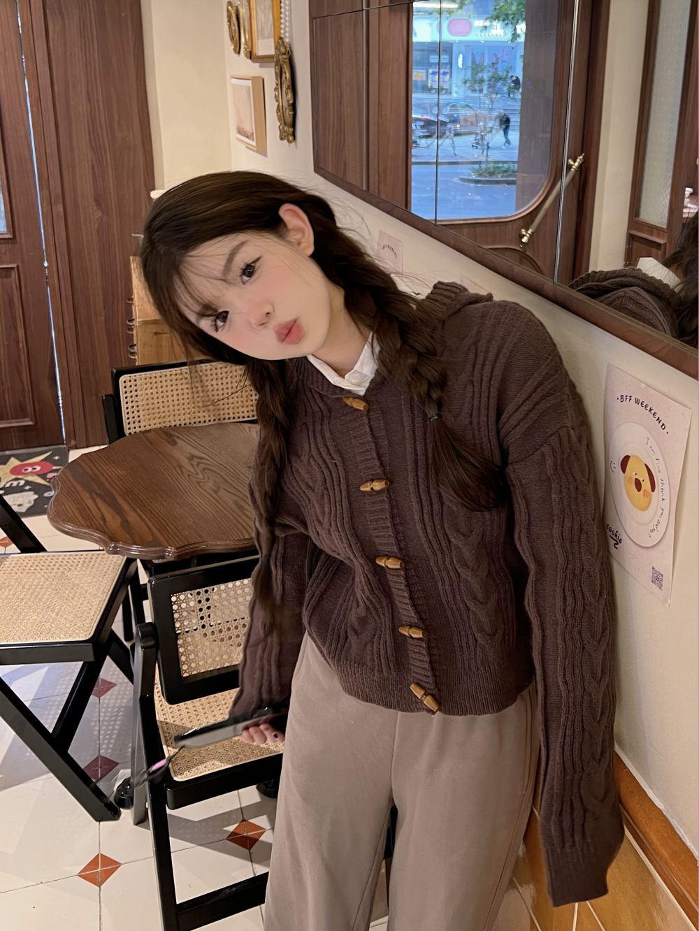 實拍三標齊美式麻花小眾設計連帽純色毛衣外套