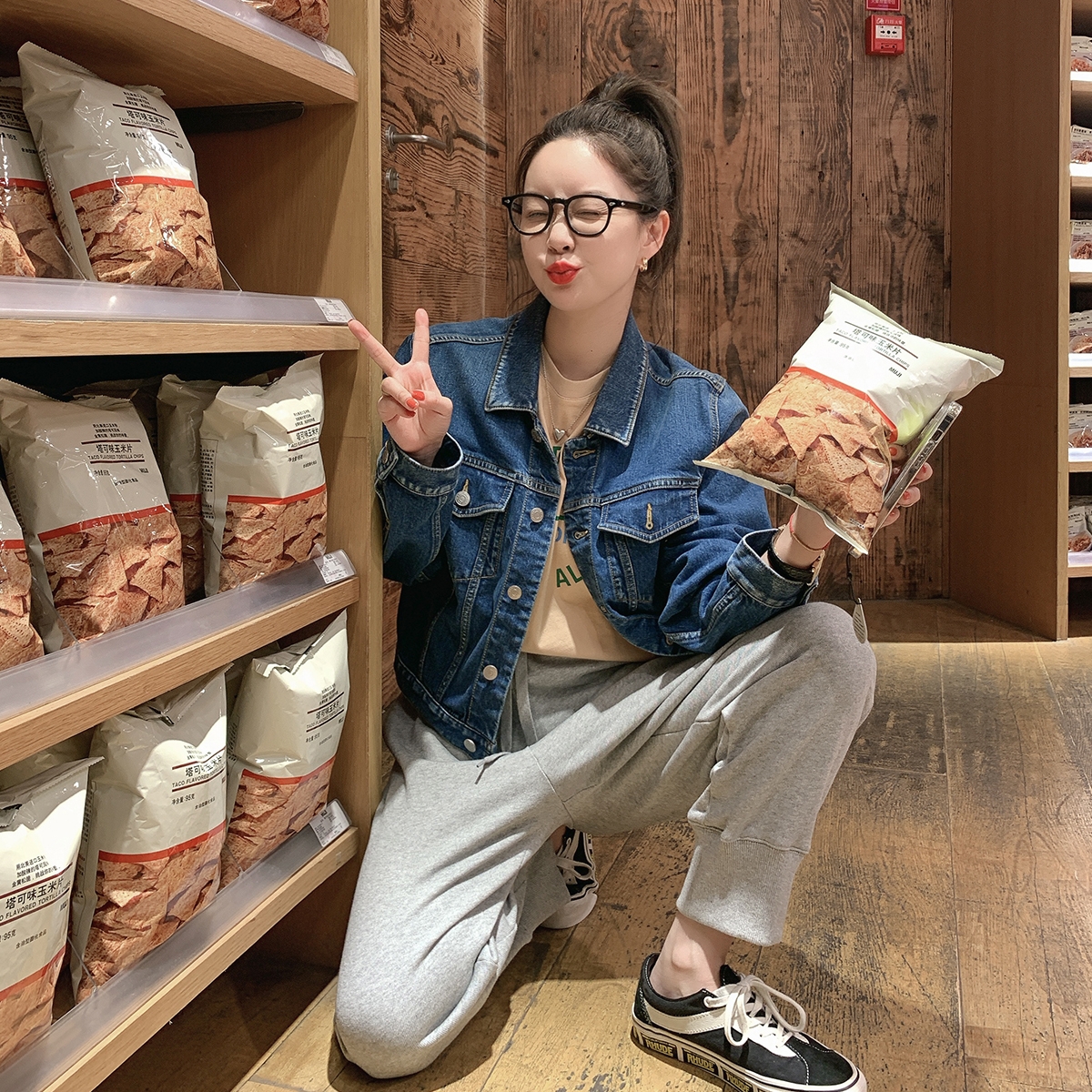 莉貝琳sisy牛仔外套女2023秋新款美式復古帥氣純色長袖通勤短上衣