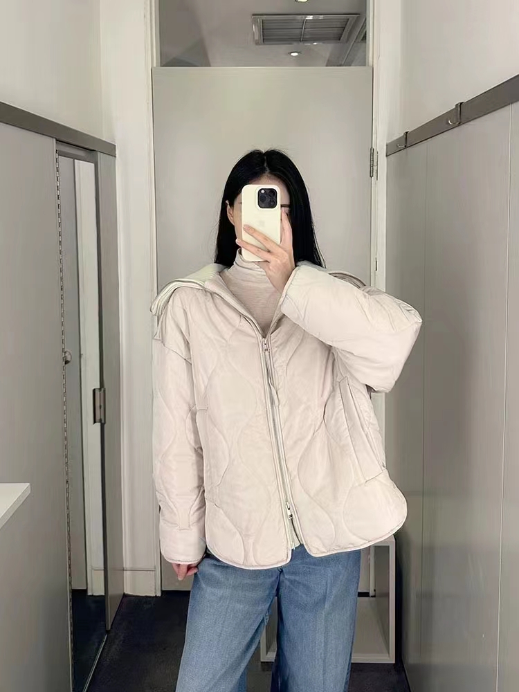 加厚抽繩拉鏈開衫棉麻外套女