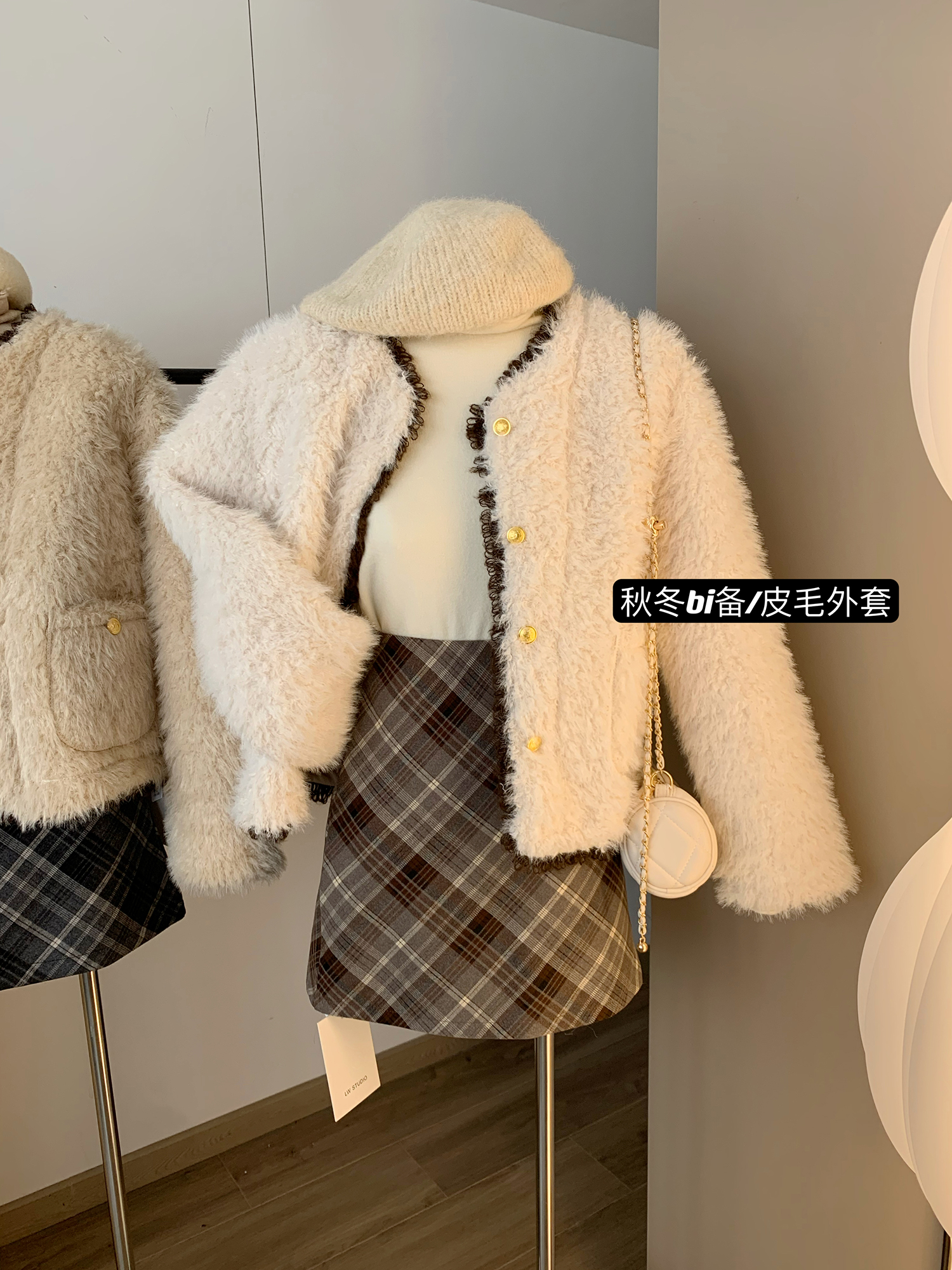 法式羊羔絨2023秋冬白色短外套秋冬氣質休閒百搭上衣百搭