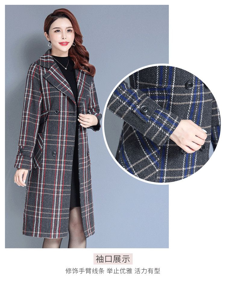 350 dragon and phoenix woolen coat women's long 2023 new thickened warm houndstooth plaid woolen coat