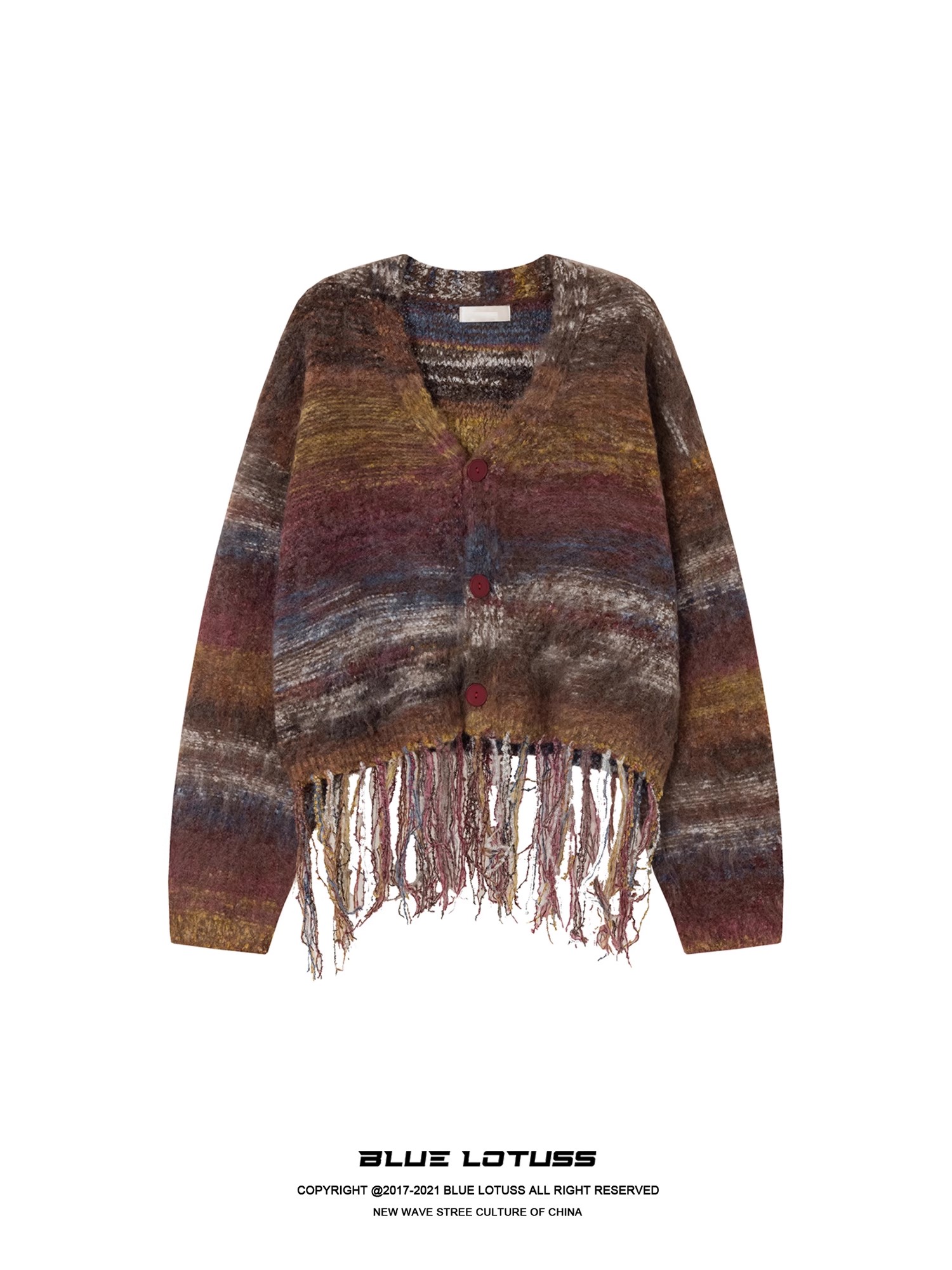 Blue Lotuss22AW spring and winter tie-dye knitted mohair lazy style short sweater jacket for women